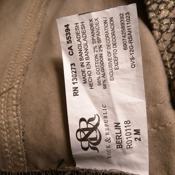 Rock&Republic Metallic Snakeskin Ltwt Size 2 Jeans - Picture 5 of 6